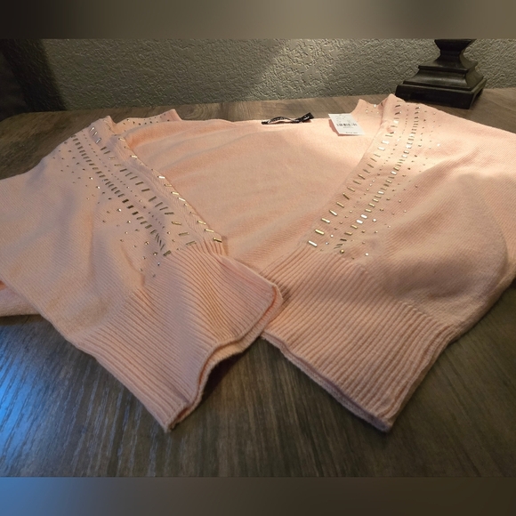 7th Ave New York Co. Womens Small Sweater Pink Gold Studs New/Tags - Picture 3 of 9